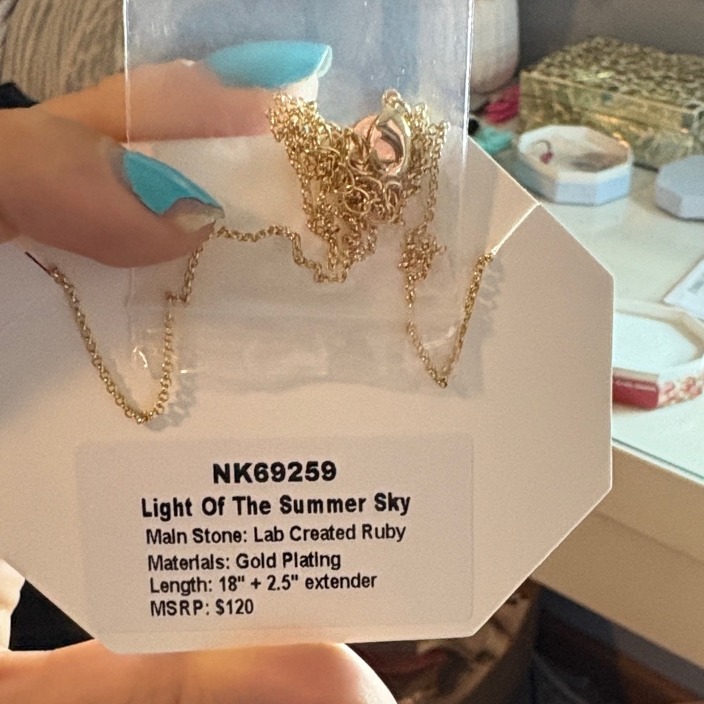 BP Gold Necklace with lab created ruby - Picture 3 of 4